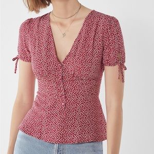 Urban Outfitters red floral blouse